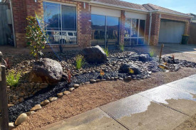 new home garden and rocks